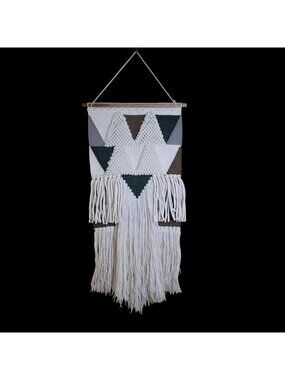 nuLOOM Retro Hand-Woven Fiber Art Wall Hanging Ivory 100% Wool 1.5 x 3.5 Feet